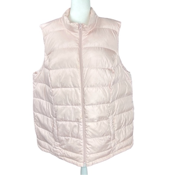 J.Jill Down Plus Size Sleeveless Quilted Puffer Vest Jacket Light Pastel Pink - Picture 1 of 8